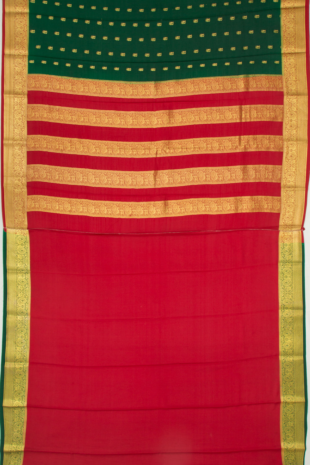 Binny Silk Butta Dark Green Saree