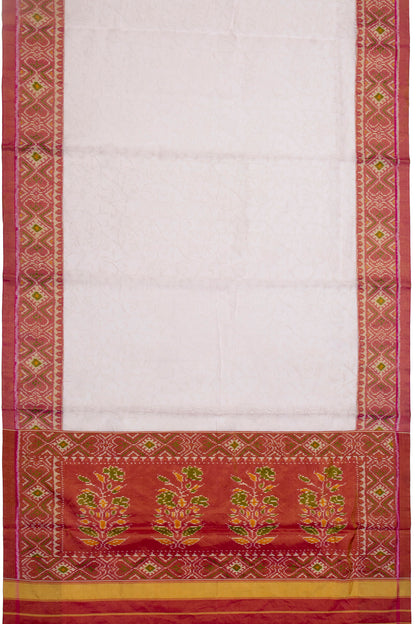 Lucknow Chikankari Organza White Saree With Rajkot Ikat Border