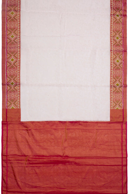 Lucknow Chikankari Organza White Saree With Rajkot Ikat Border