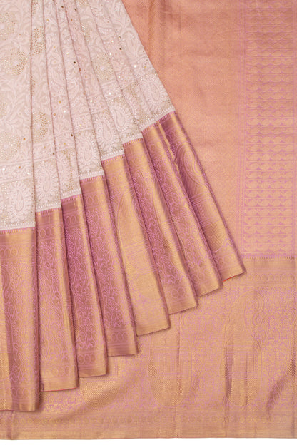 Lucknow Chikankari Georgette Baby Pink Saree With Kanchi Border