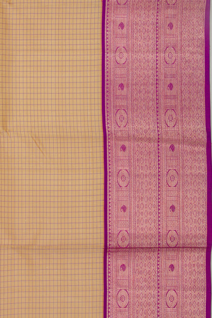 Kanchipuram Silk Checks Cream Saree