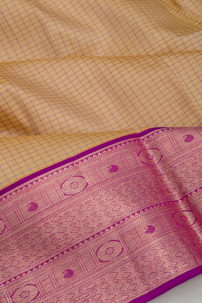 Kanchipuram Silk Checks Cream Saree