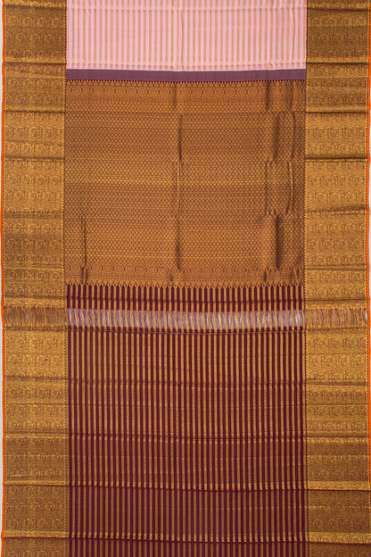 Kanchipuram Silk Lines Peach Saree