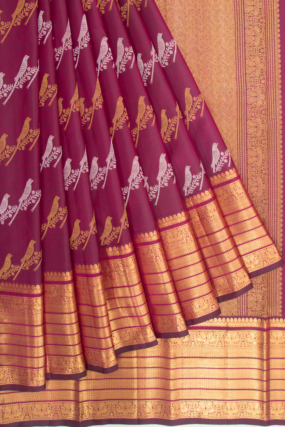Kanchipuram Silk Jaal Purple Saree