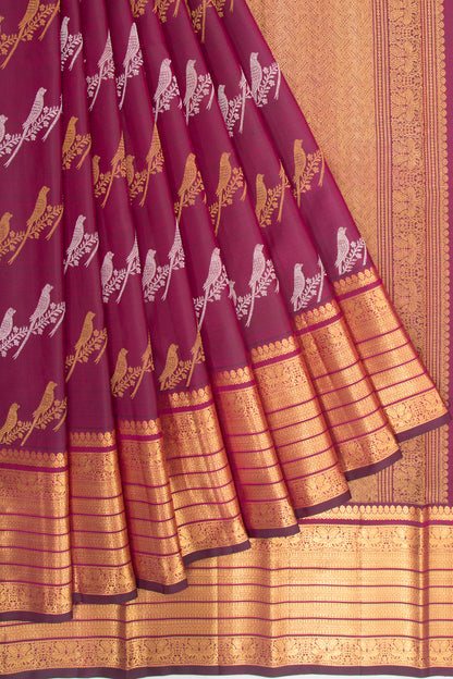 Kanchipuram Silk Jaal Purple Saree