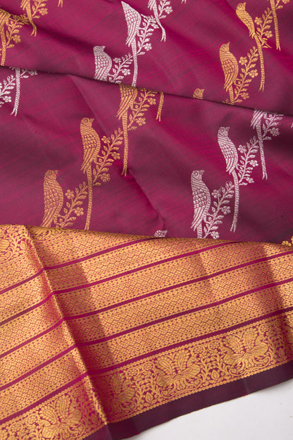 Kanchipuram Silk Jaal Purple Saree