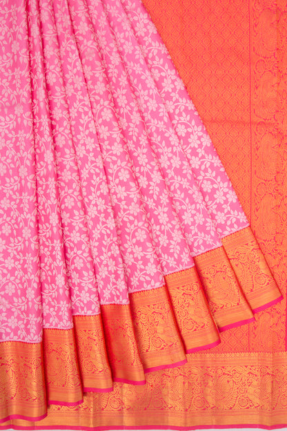 Kanchipuram Silk Jaal Pink Saree