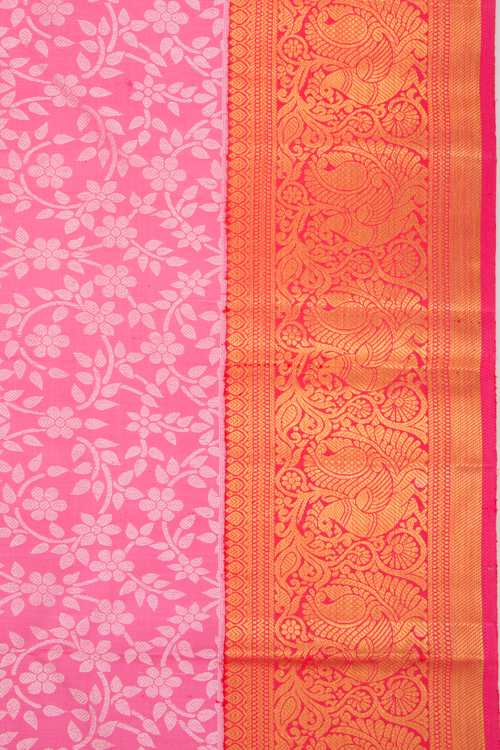 Kanchipuram Silk Jaal Pink Saree