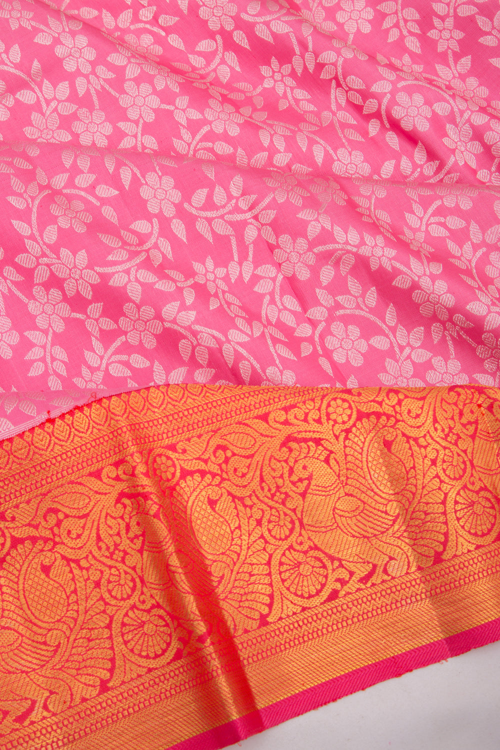 Kanchipuram Silk Jaal Pink Saree