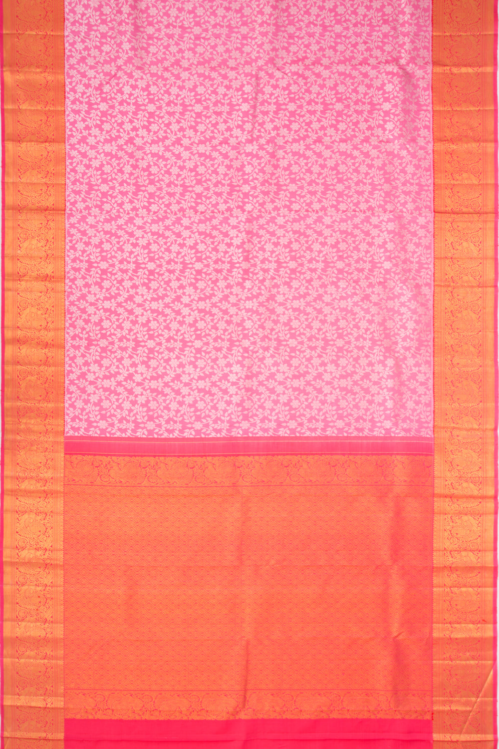 Kanchipuram Silk Jaal Pink Saree