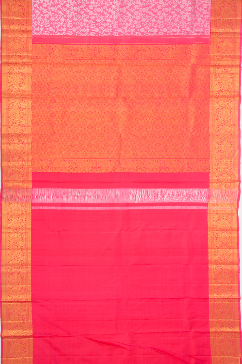 Kanchipuram Silk Jaal Pink Saree