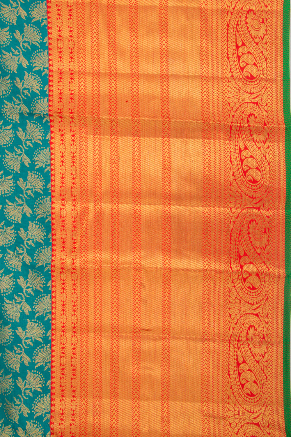 Kanchipuram Silk Brocade Teal Blue Saree