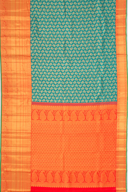 Kanchipuram Silk Brocade Teal Blue Saree