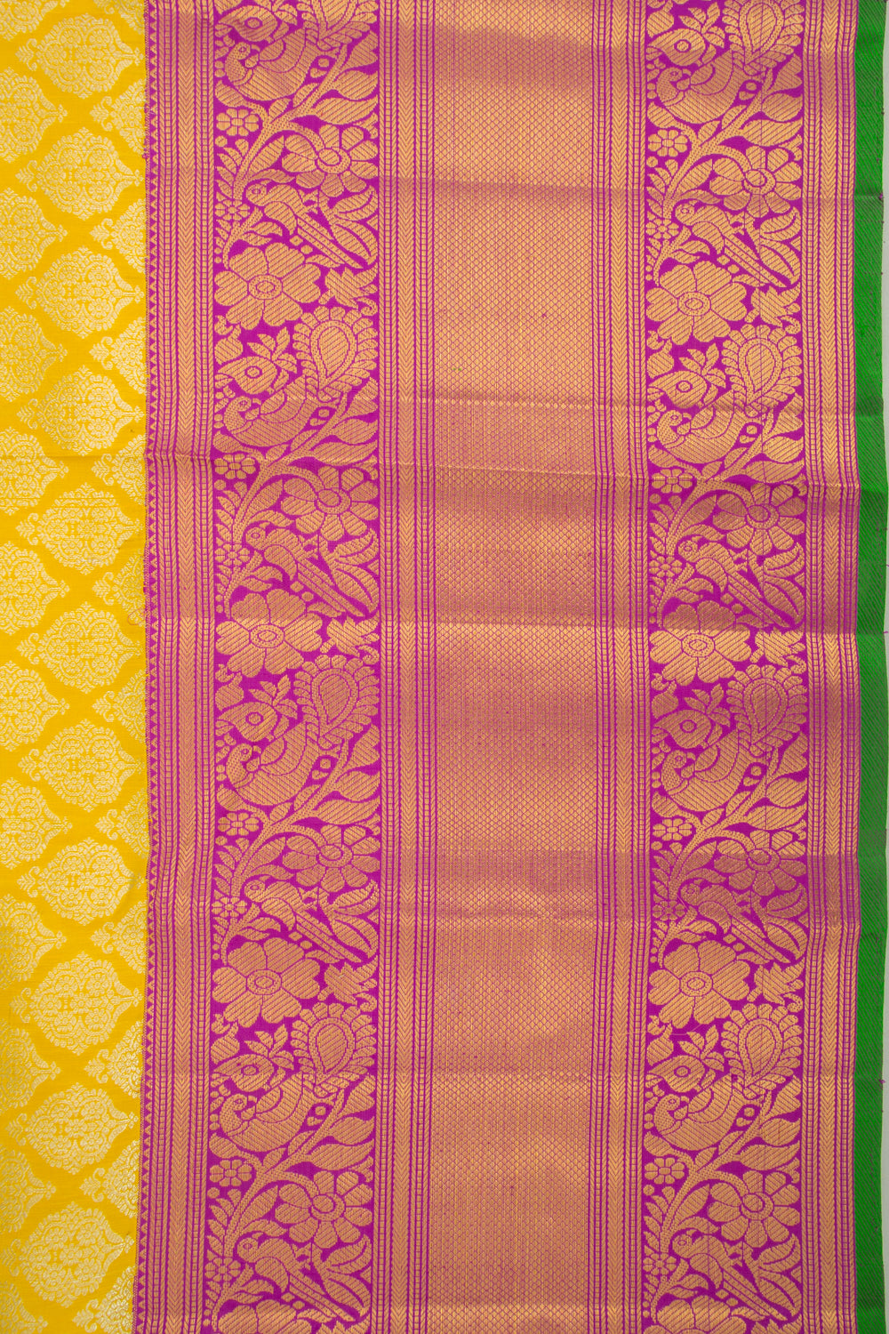Kanchipuram Silk Brocade Yellow Saree