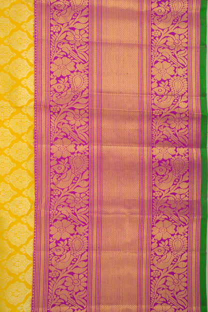 Kanchipuram Silk Brocade Yellow Saree