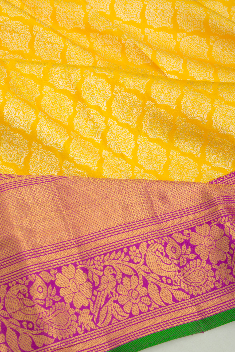 Kanchipuram Silk Brocade Yellow Saree