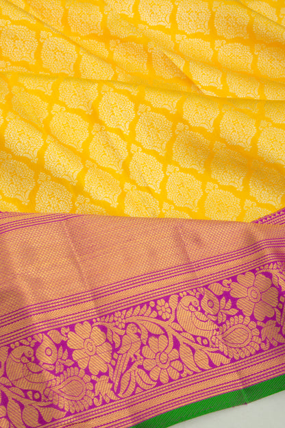 Kanchipuram Silk Brocade Yellow Saree