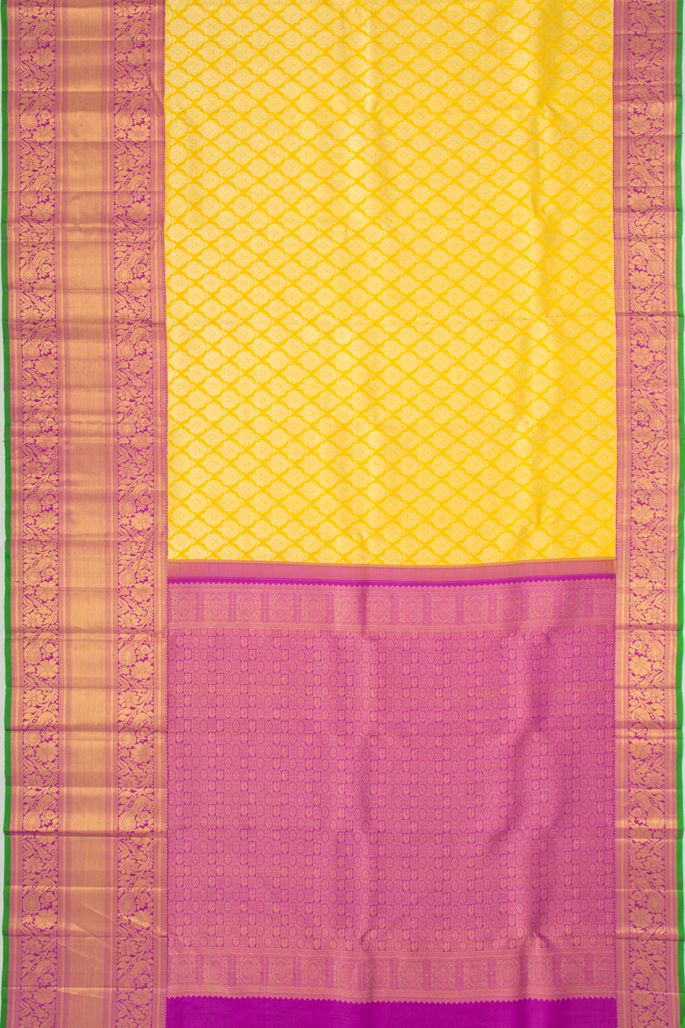 Kanchipuram Silk Brocade Yellow Saree
