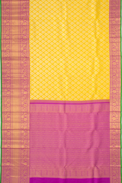 Kanchipuram Silk Brocade Yellow Saree