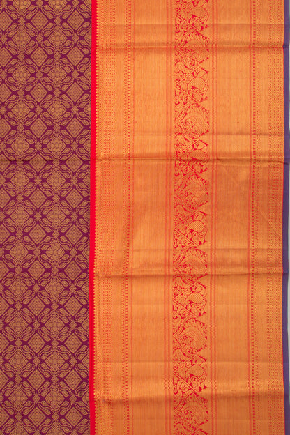Kanchipuram Silk Brocade Burgundy Saree
