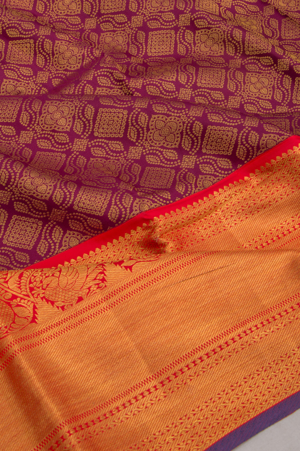 Kanchipuram Silk Brocade Burgundy Saree