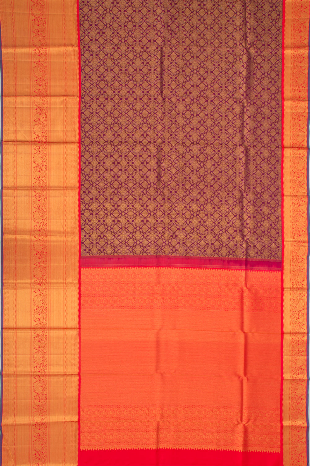 Kanchipuram Silk Brocade Burgundy Saree