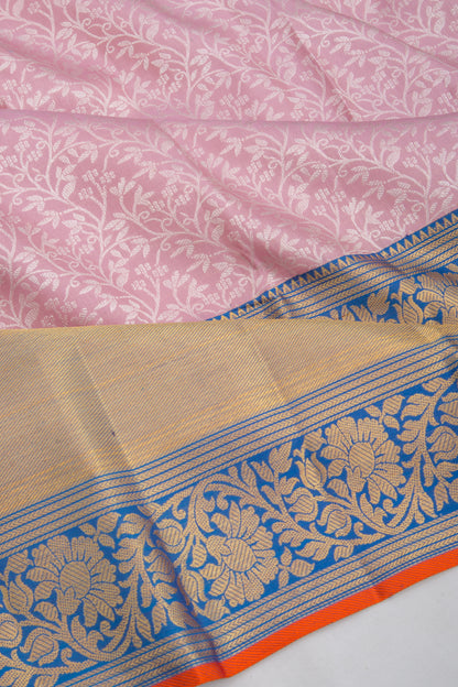 Kanchipuram Silk Jaal Lilac Saree