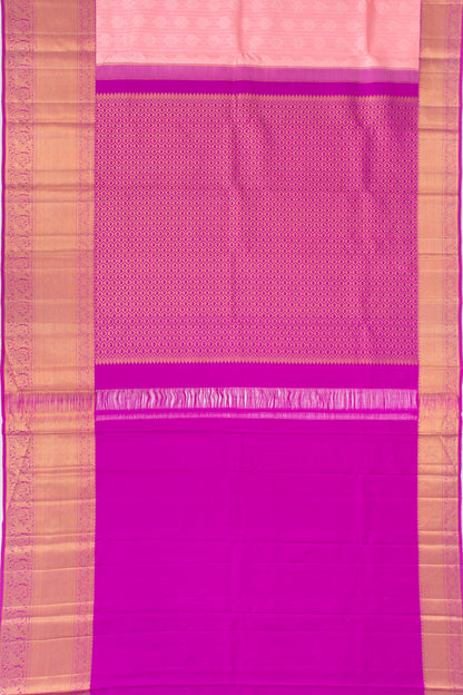 Kanchipuram Silk Vertical Lines And Butta Pink Saree