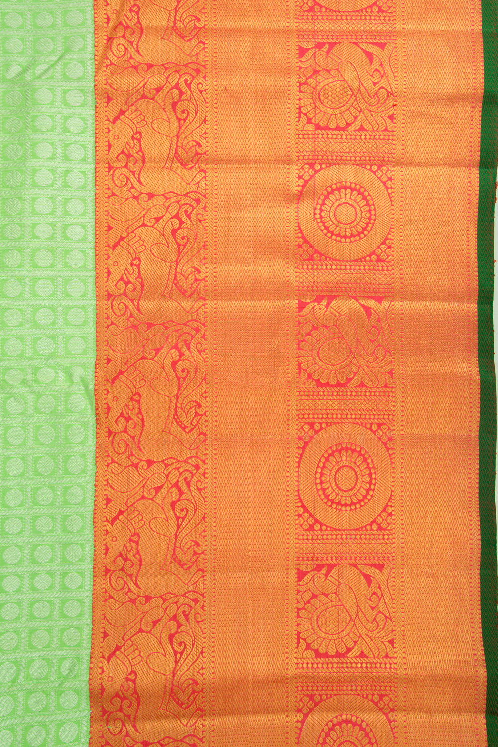 Kanchipuram Silk Checks And Butta Green Saree