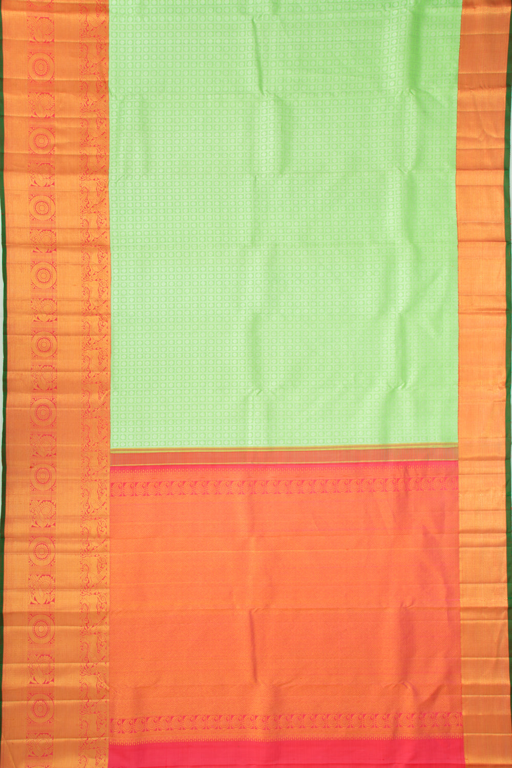 Kanchipuram Silk Checks And Butta Green Saree