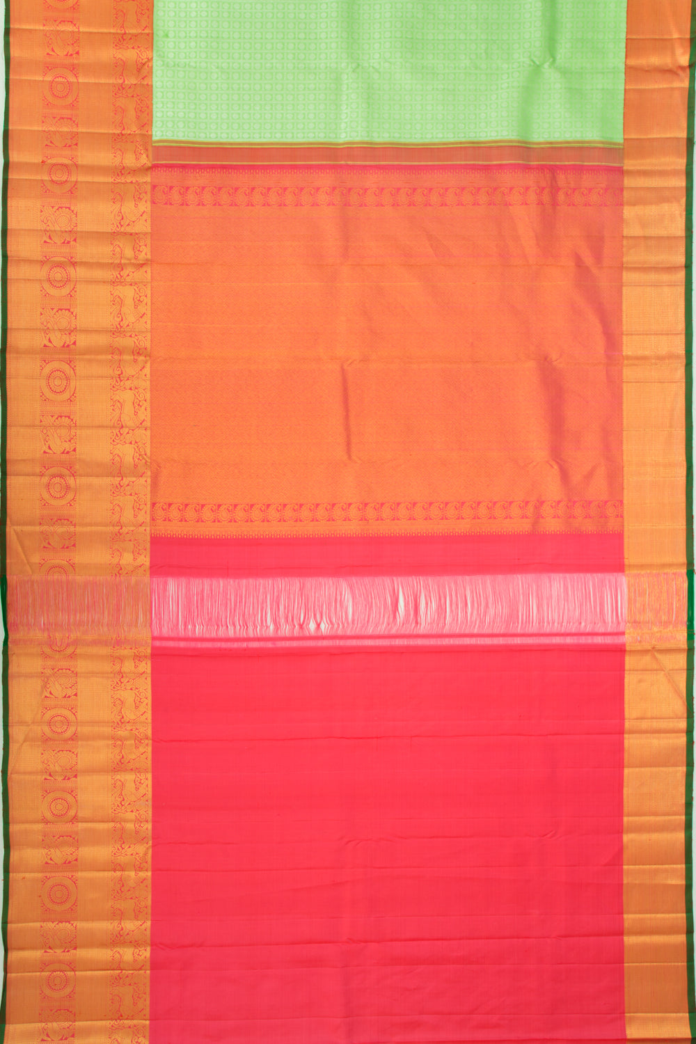 Kanchipuram Silk Checks And Butta Green Saree