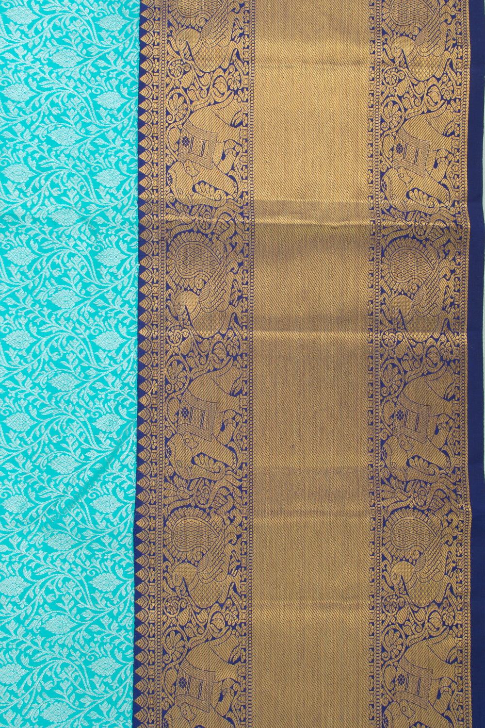 Kanchipuram Silk Jaal Sky Blue Saree