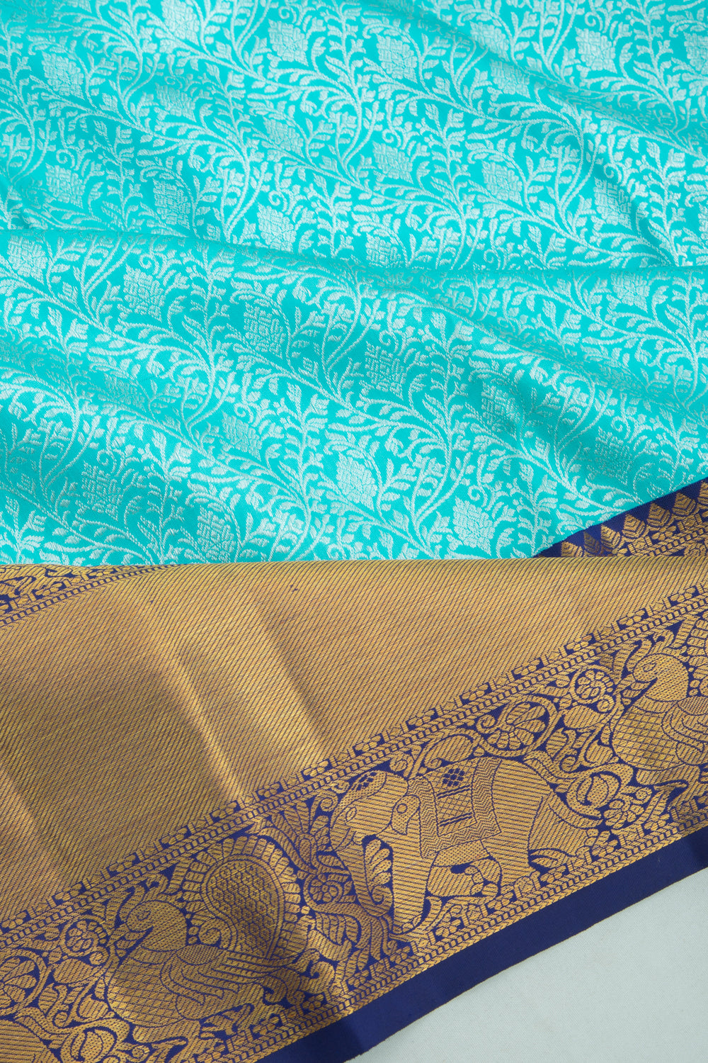 Kanchipuram Silk Jaal Sky Blue Saree