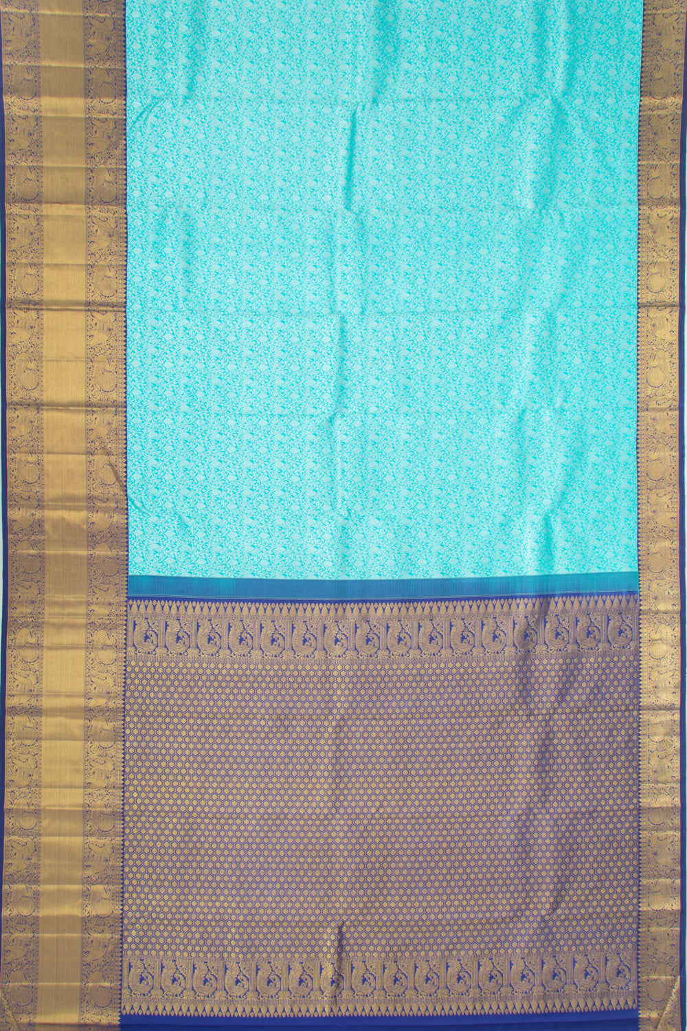 Kanchipuram Silk Jaal Sky Blue Saree