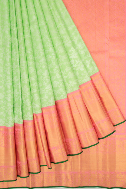 Kanchipuram Silk Jaal Green Saree