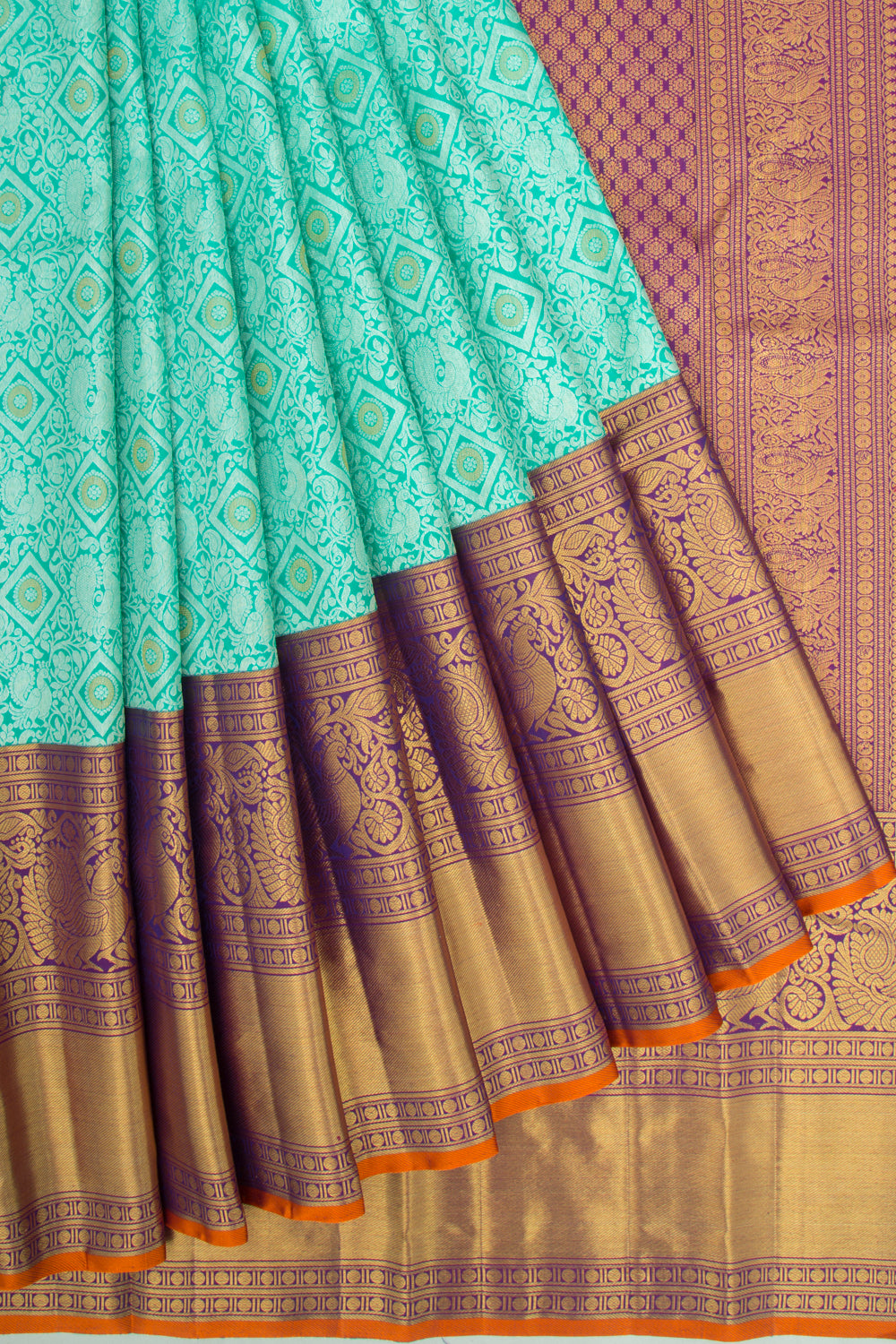 Kanchipuram Silk Brocade Sea Green Saree