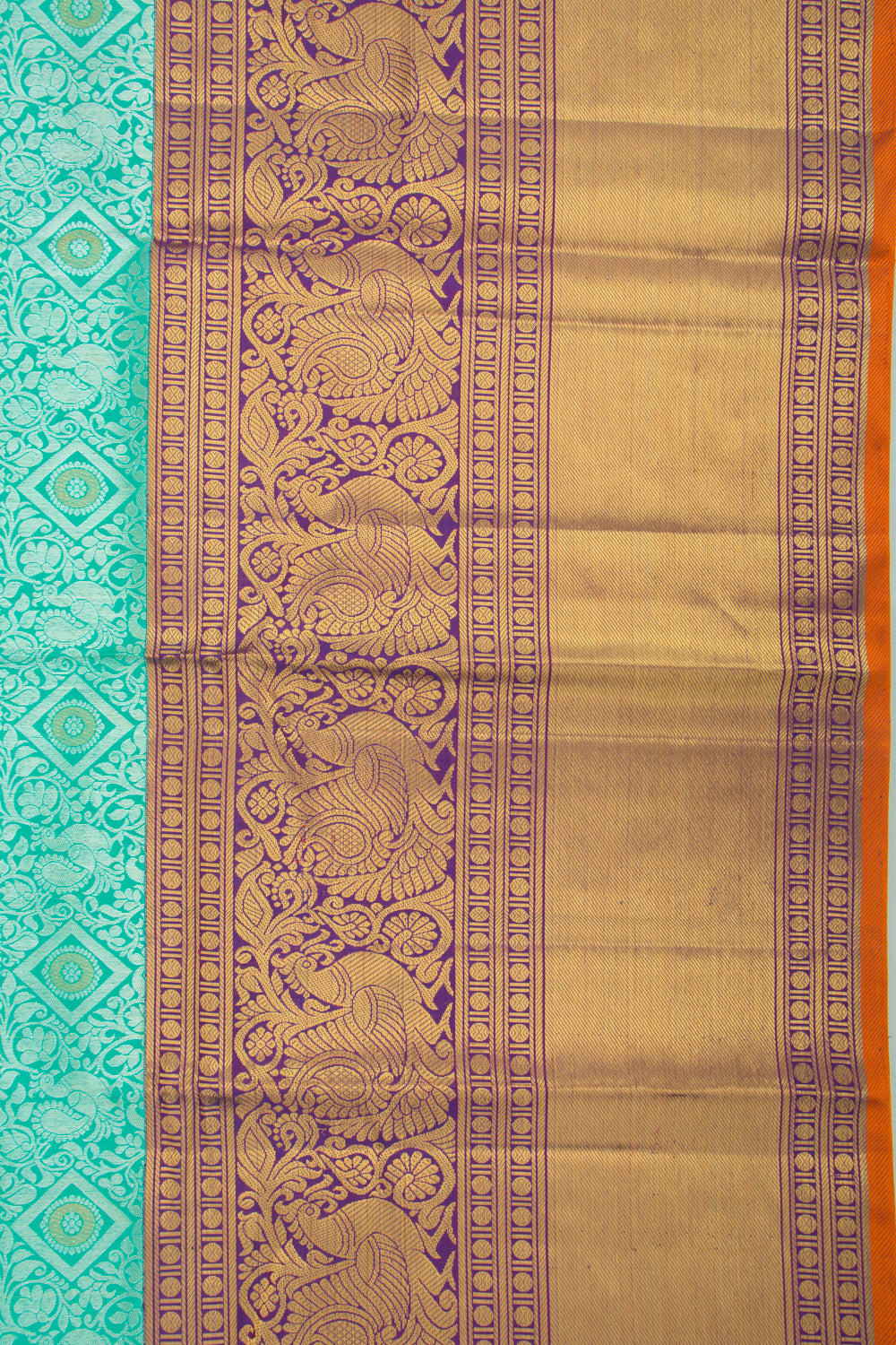 Kanchipuram Silk Brocade Sea Green Saree