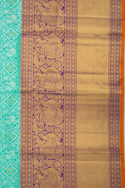Kanchipuram Silk Brocade Sea Green Saree
