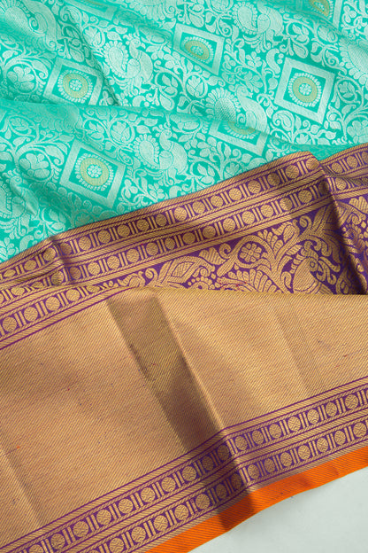 Kanchipuram Silk Brocade Sea Green Saree