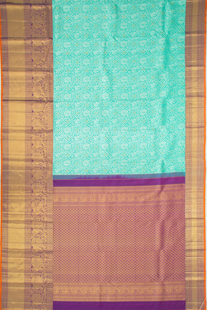 Kanchipuram Silk Brocade Sea Green Saree