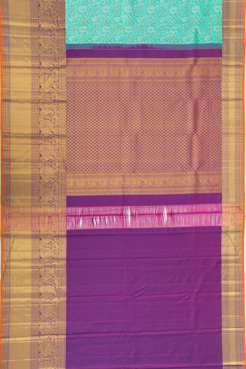 Kanchipuram Silk Brocade Sea Green Saree