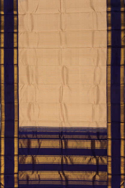 Kanchipuram Silk Kattam Checks Cream Saree