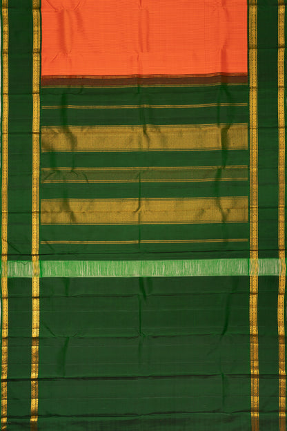 Kanchipuram Silk Kattam Checks Orange Saree