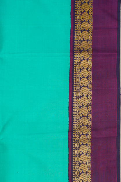Kanchipuram Silk Plain Sea Green Saree