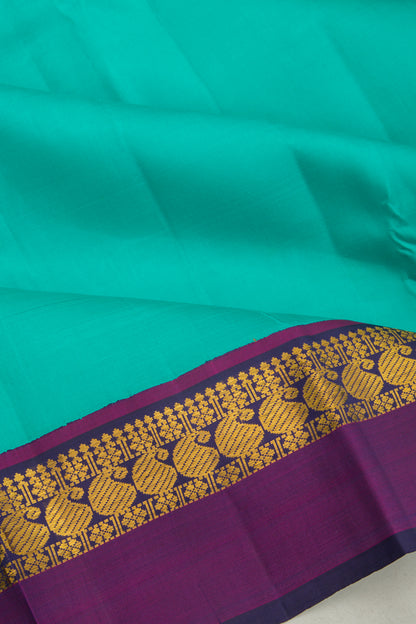 Kanchipuram Silk Plain Sea Green Saree