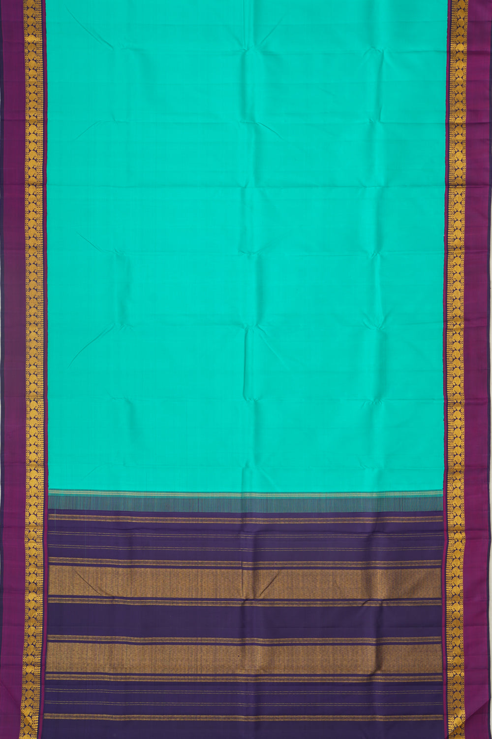 Kanchipuram Silk Plain Sea Green Saree