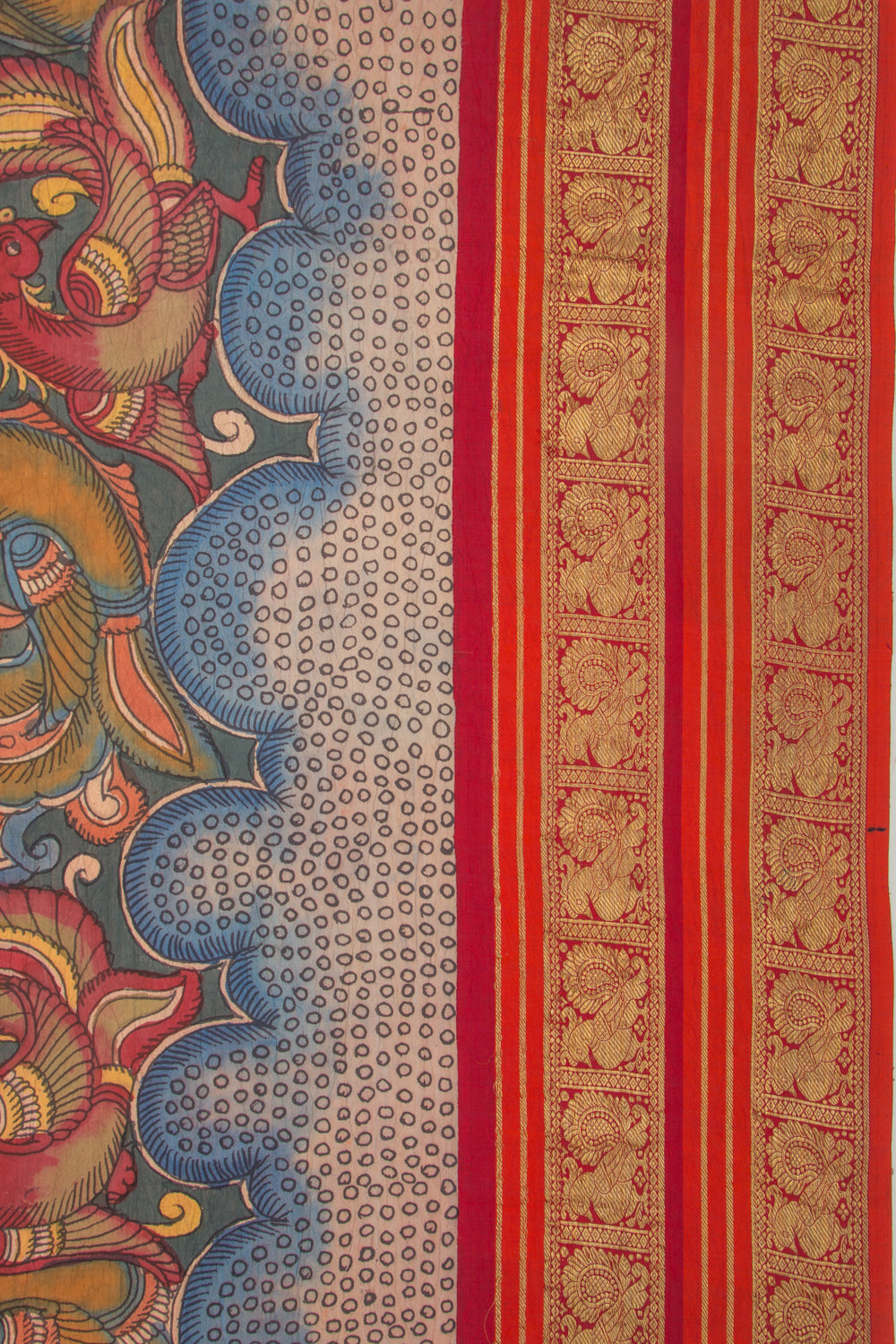 Kanchipuram Silk Kalamkari Grey Saree