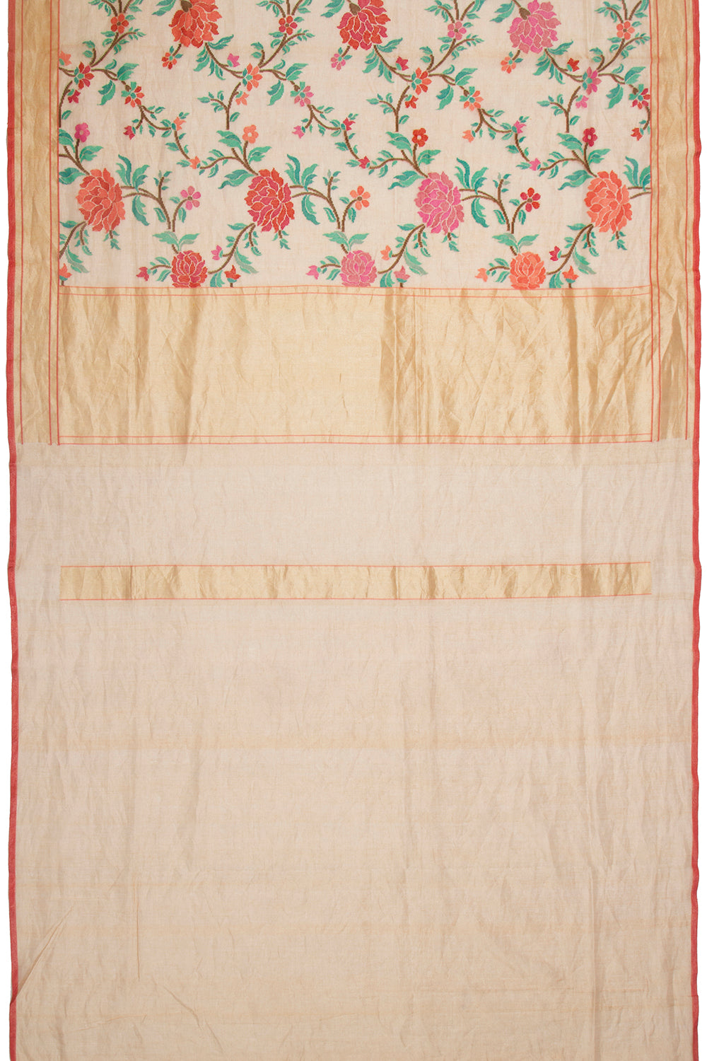 Banarasi Cotton Tissue Jamdani Cream Saree