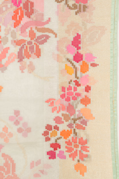 Banarasi Kora Organza Brocade Off White Saree-Not Allowed Online