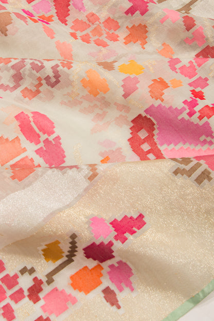 Banarasi Kora Organza Brocade Off White Saree-Not Allowed Online